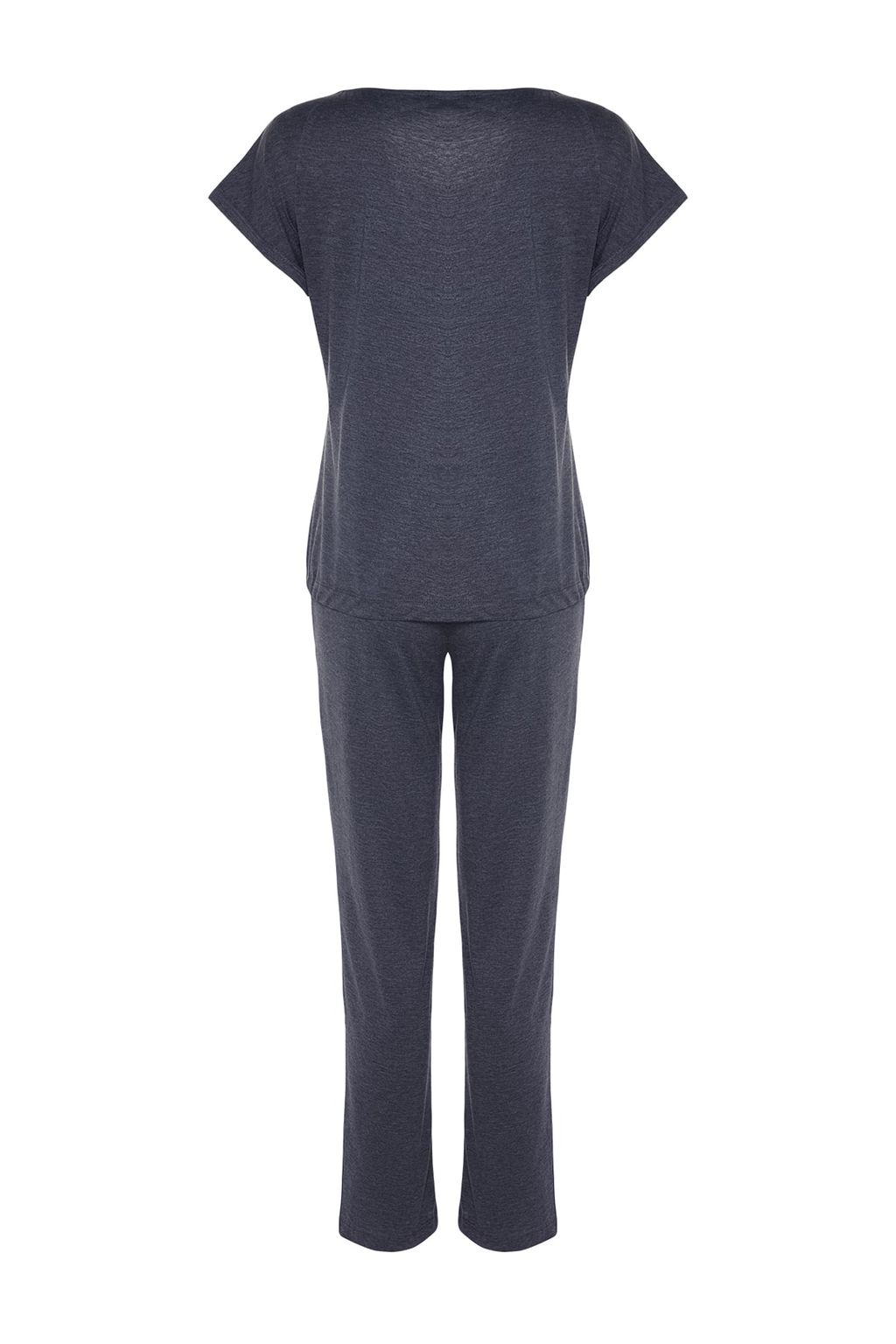 Trendyolmilla Lacivert %100 Pamuklu Baglama Detayl? T-shirt-Pantolon Orme Pijama Tak?m? THMSS20PT0068  фото 8