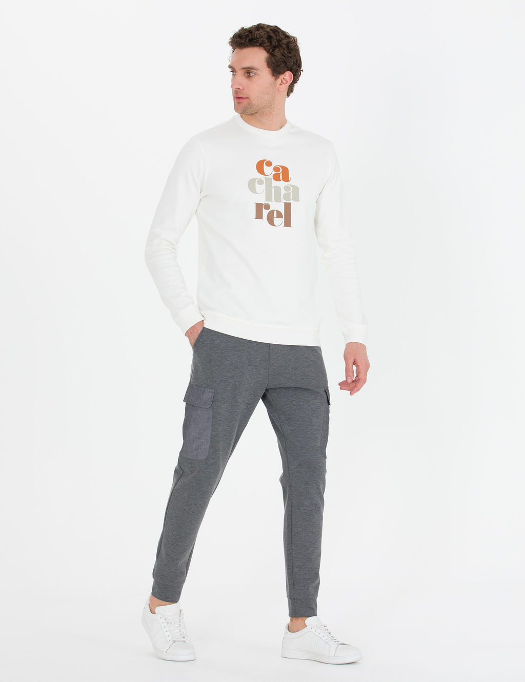 Серые меланжевые спортивные штаны-джоггеры