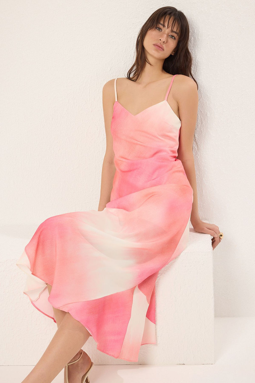 TRENDYOLMILLA Pembe Degrade A Kesim Maxi Dokuma Elbise TWOSS23EL02416  фото 18