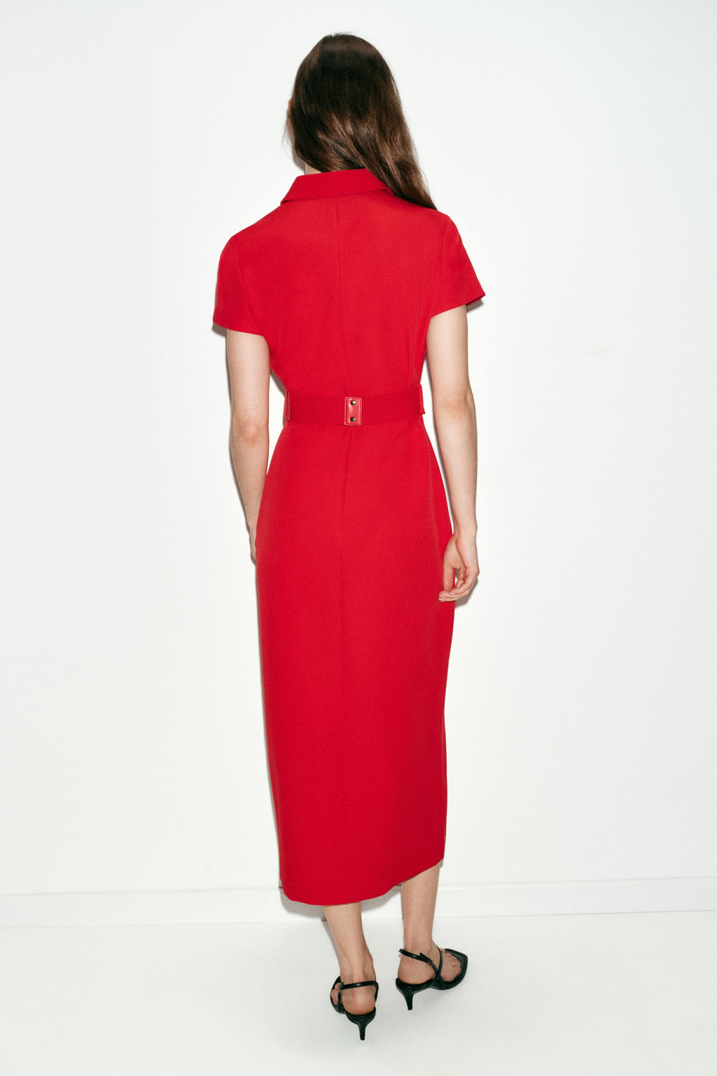 VESTIDO MIDI CINTUR?N / Rojo - Zara фото 6