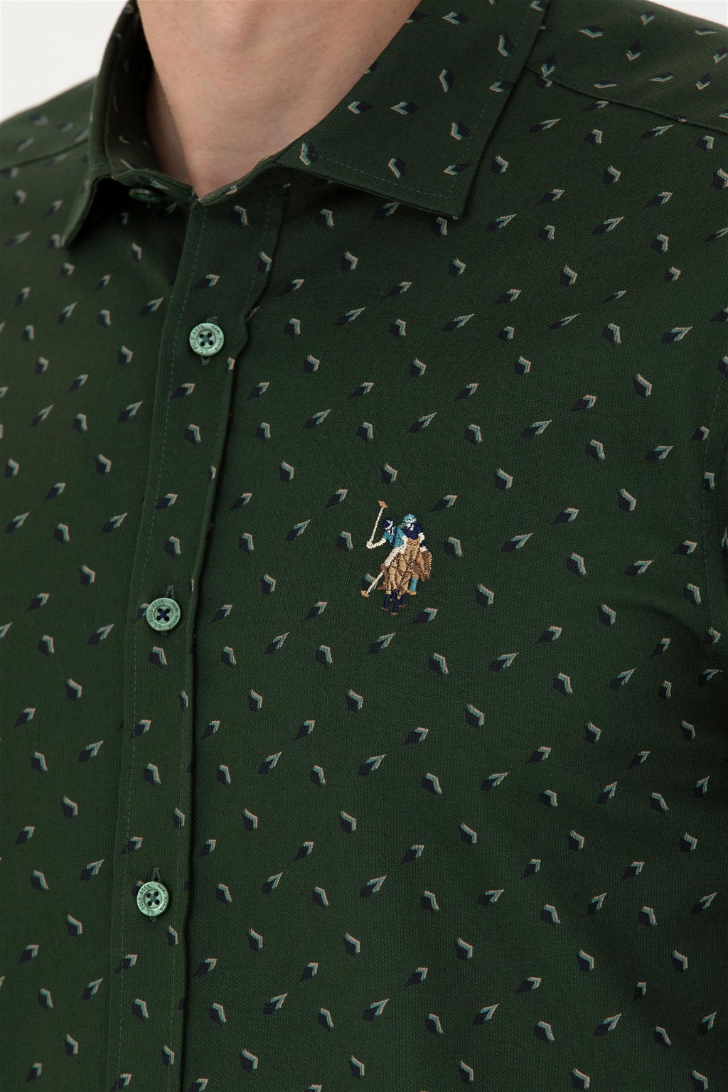 Мужская зеленая рубашка с длинным рукавом - U.s. polo assn фото 7