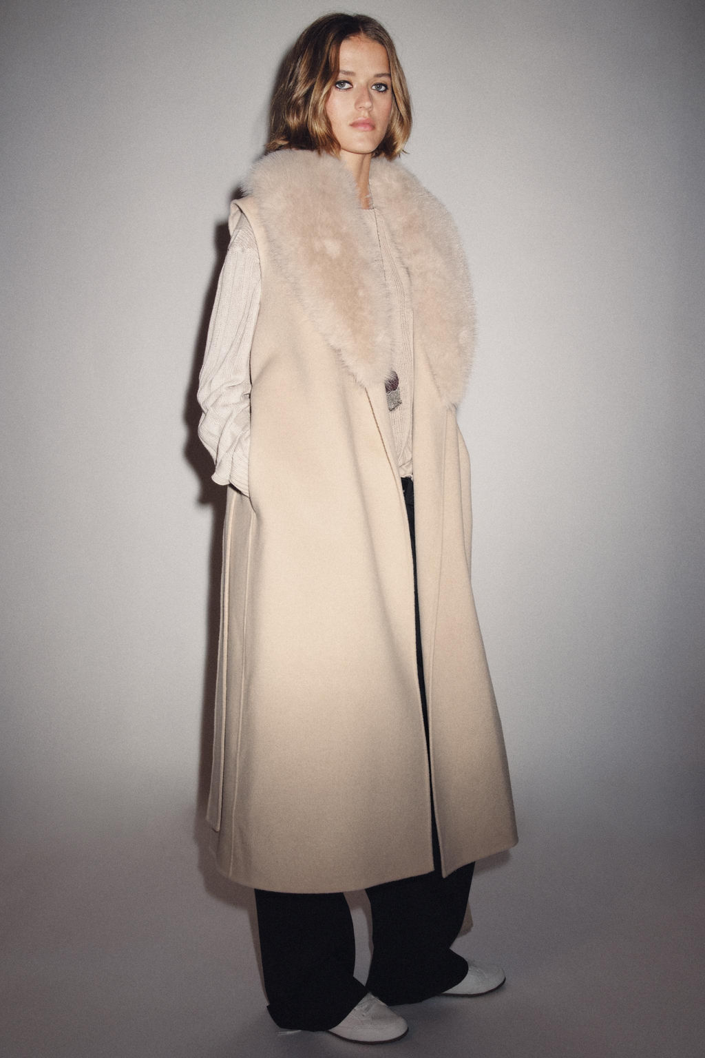 ZW COLLECTION FAUX FUR COLLAR WAISTCOAT - Zara фото 8