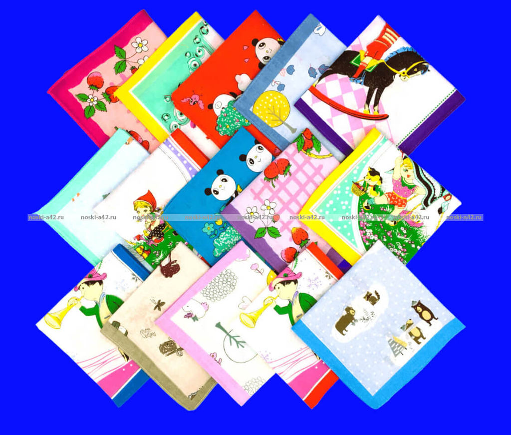 Цена за 10 пар. Носовые платки детские плотный поплин