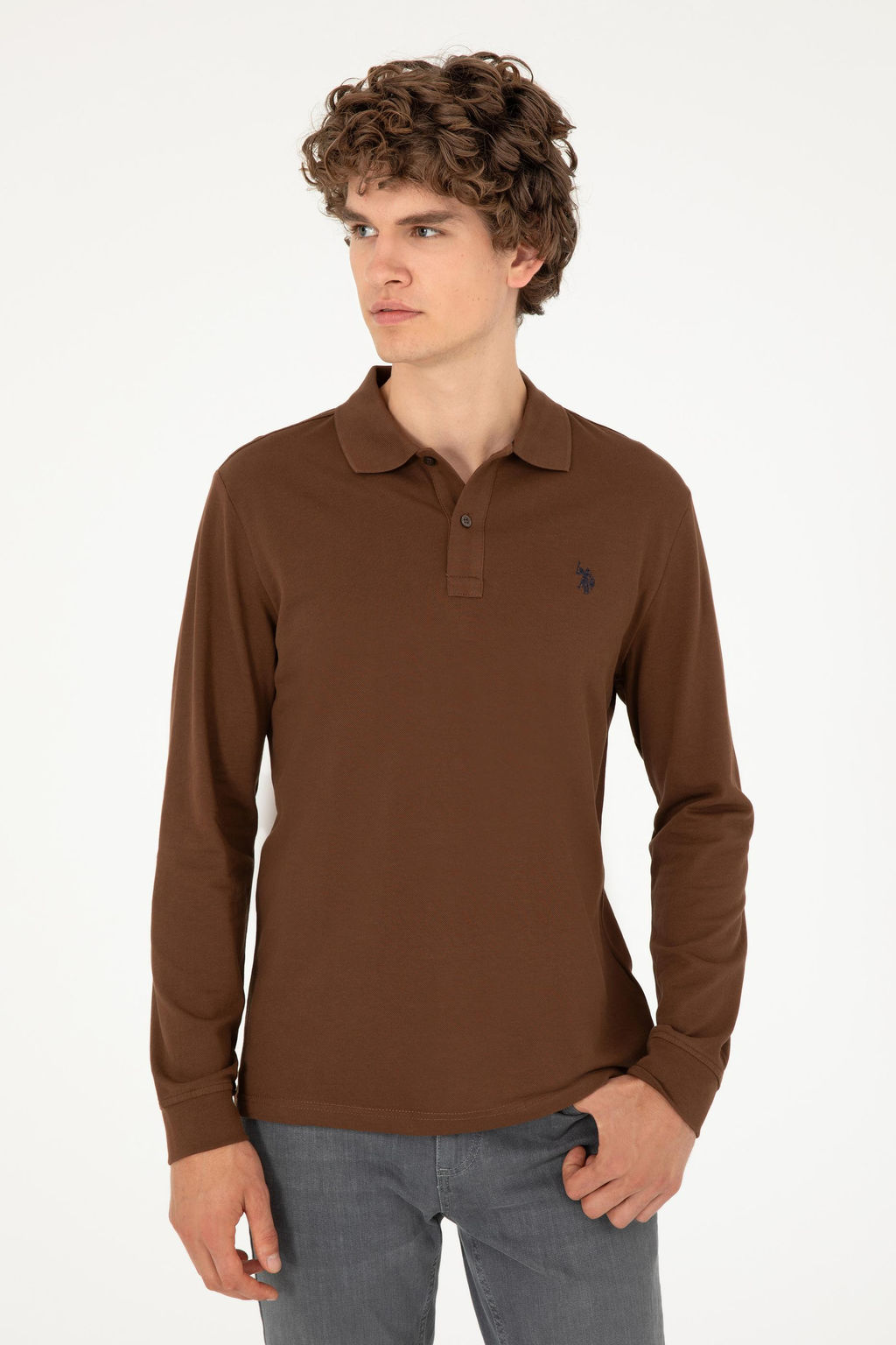 Мужской коричневый базовый свитшот - U.s. polo assn фото 3