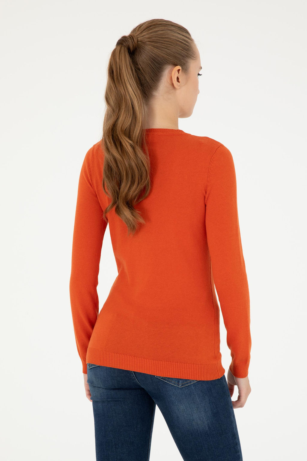 Женский базовый свитер с v-образным вырезом кирпичного цвета Неожиданная скидка в корзине - U.s. polo assn фото 12