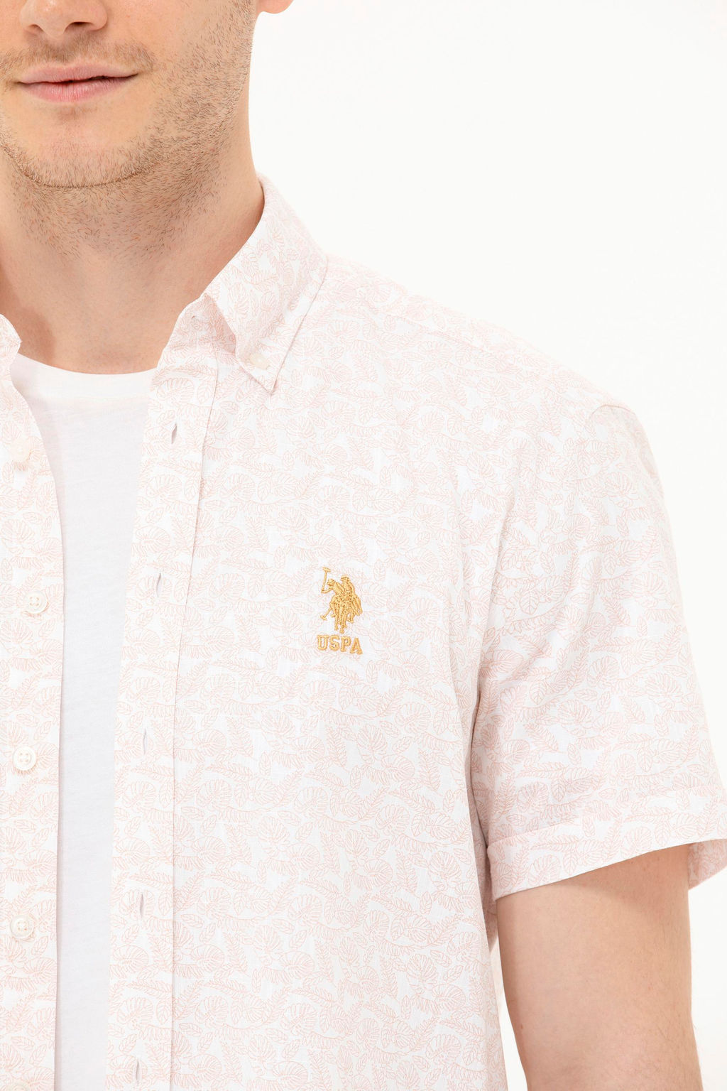 Мужская рубашка Camel с коротким рукавом - U.s. polo assn фото 7