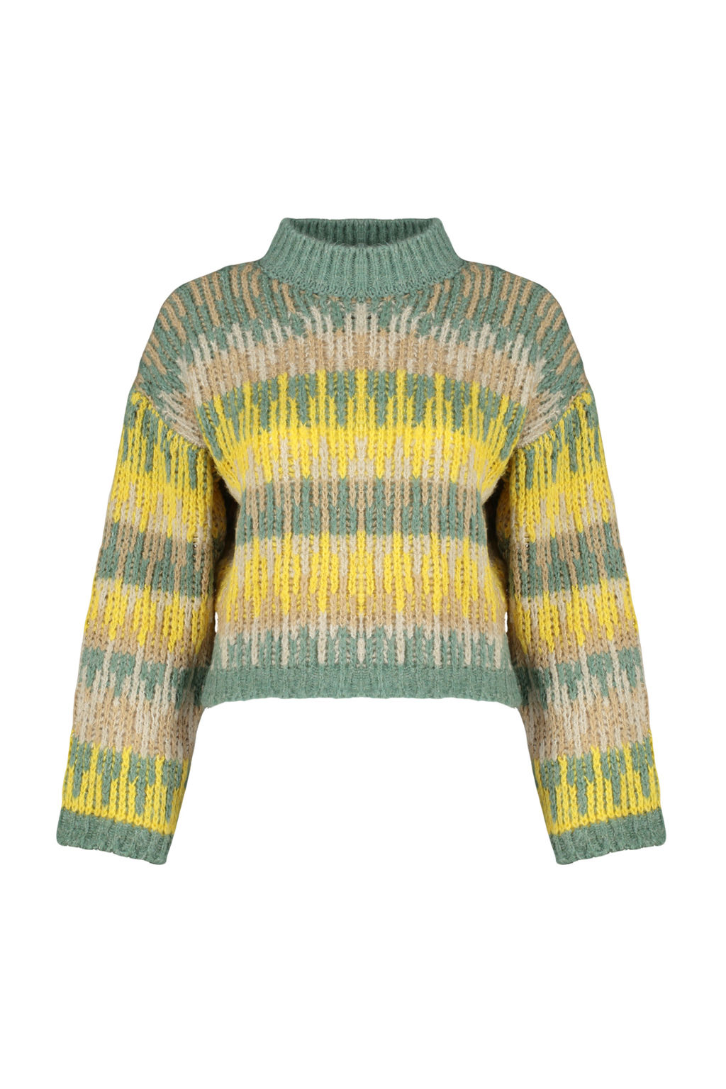 Mavi Yumusak Dokulu Etnik Desenli Kal?n Crop Triko Kazak TWOAW24KZ00688 - Trendyolmilla фото 13