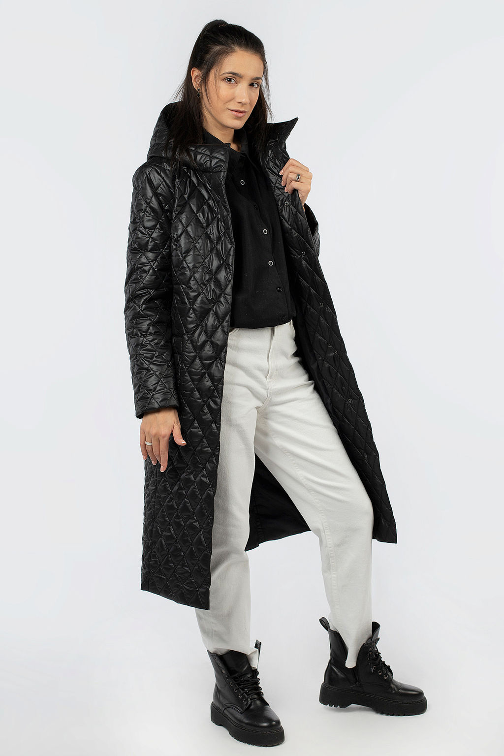 01-11383 Пальто женское демисезонное (пояс) - El podio фото 2