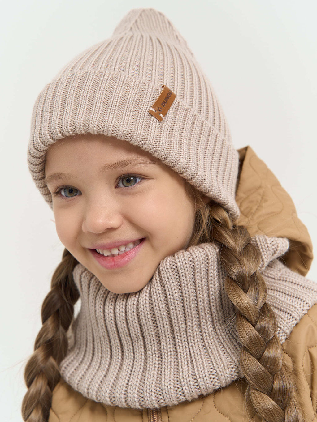 Снуд из смесовой шерсти Ваниль вертикальная вязка - Bungly фото 4