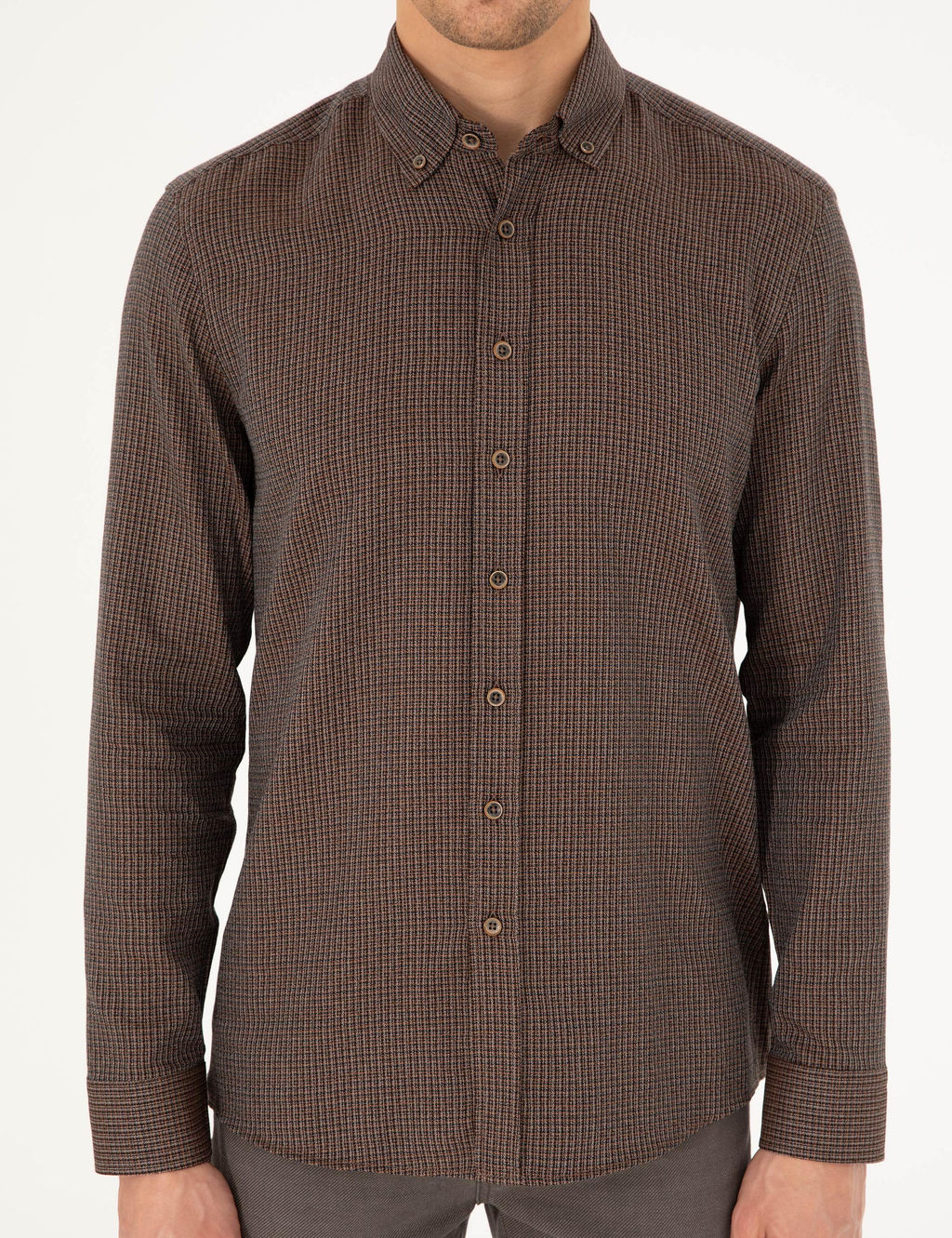 Kahverengi Slim Fit Uzun Kollu G_mlek - Pierre cardin фото 6