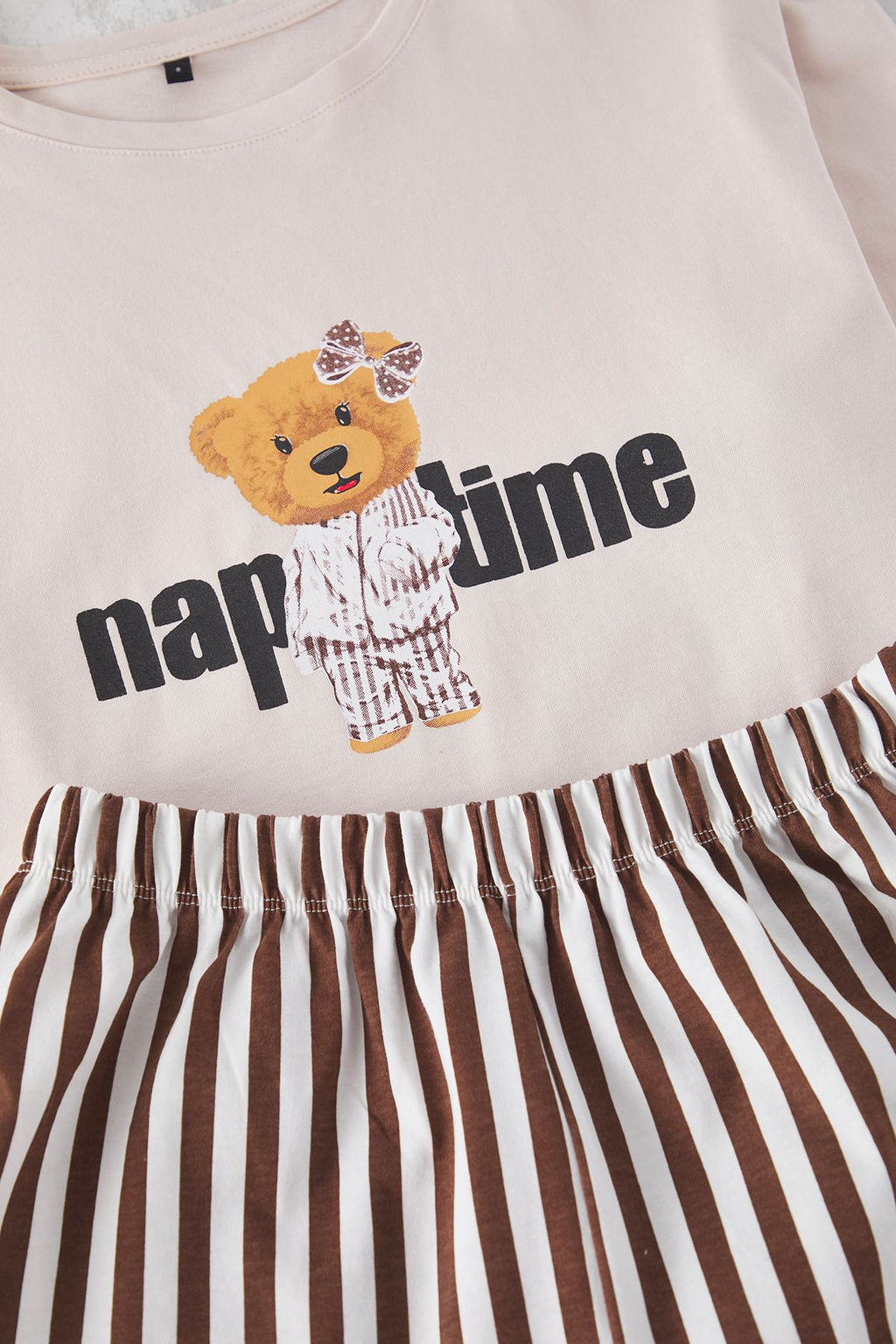 Trendyolmilla Kad?n Couple/Cift Cok Renkli %100 Pamuklu Ay?c?kl? Cizgili Sortlu Orme Pijama Tak?m? THMSS24PT00175  фото 25