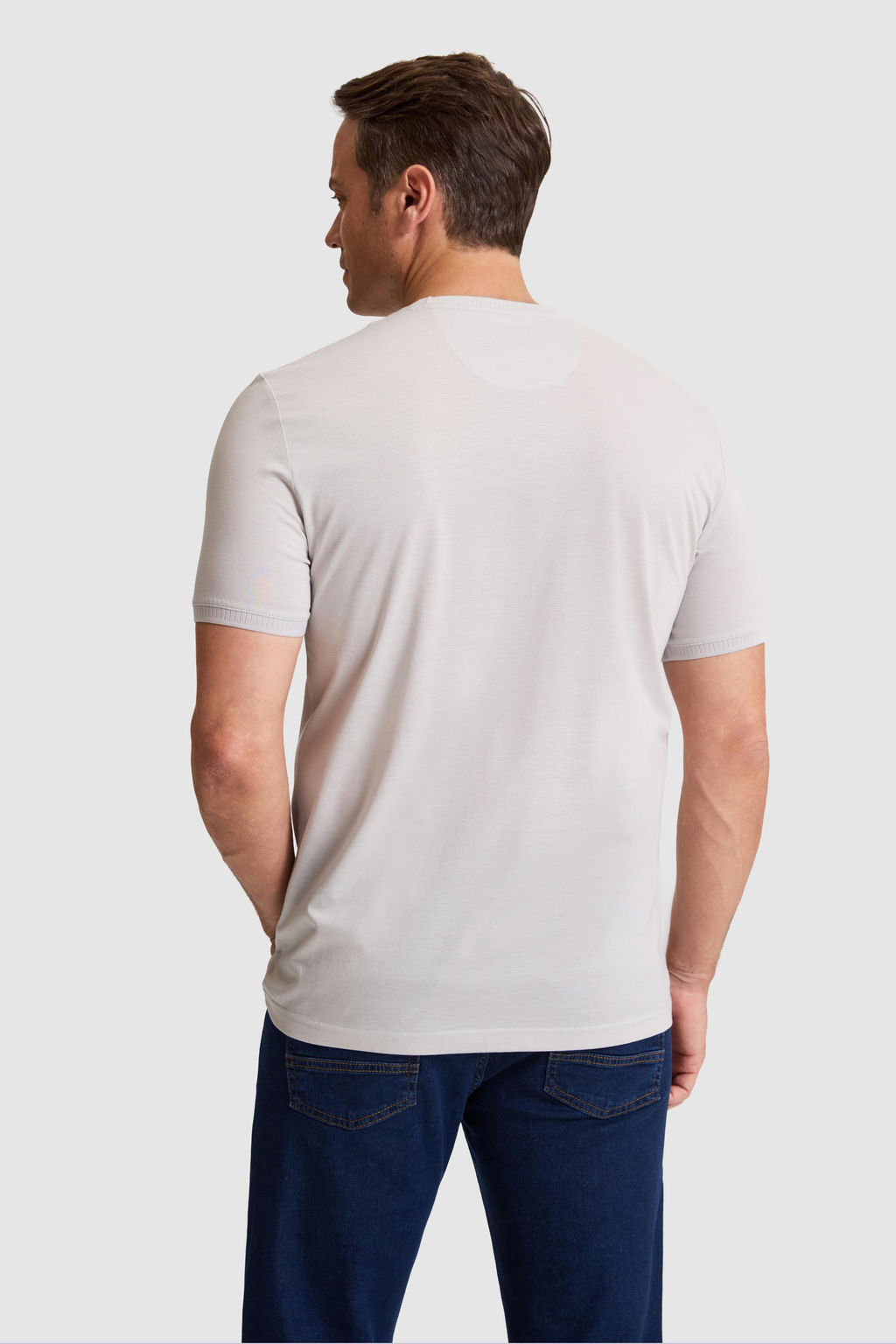 Erkek A__k Gri Regular Fit Bisiklet Yaka Ti__rt