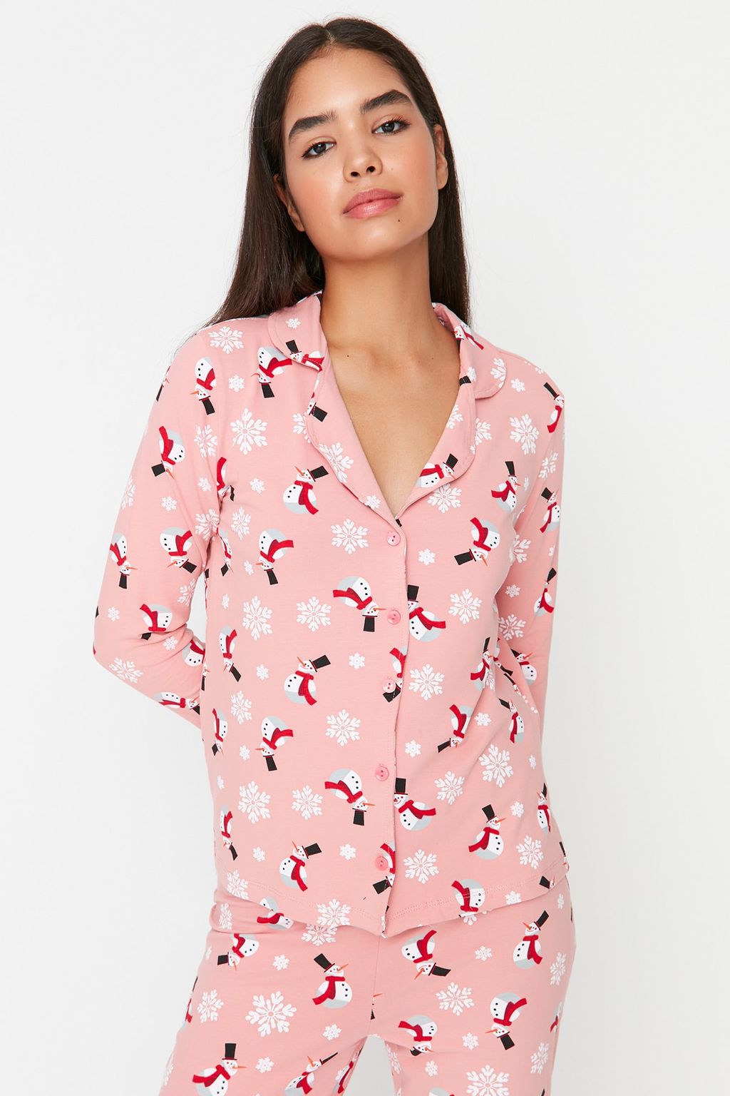 Trendyolmilla Cok Renkli %100 Pamuklu K?s Temal? Orme Pijama Tak?m? THMAW21PT0775
