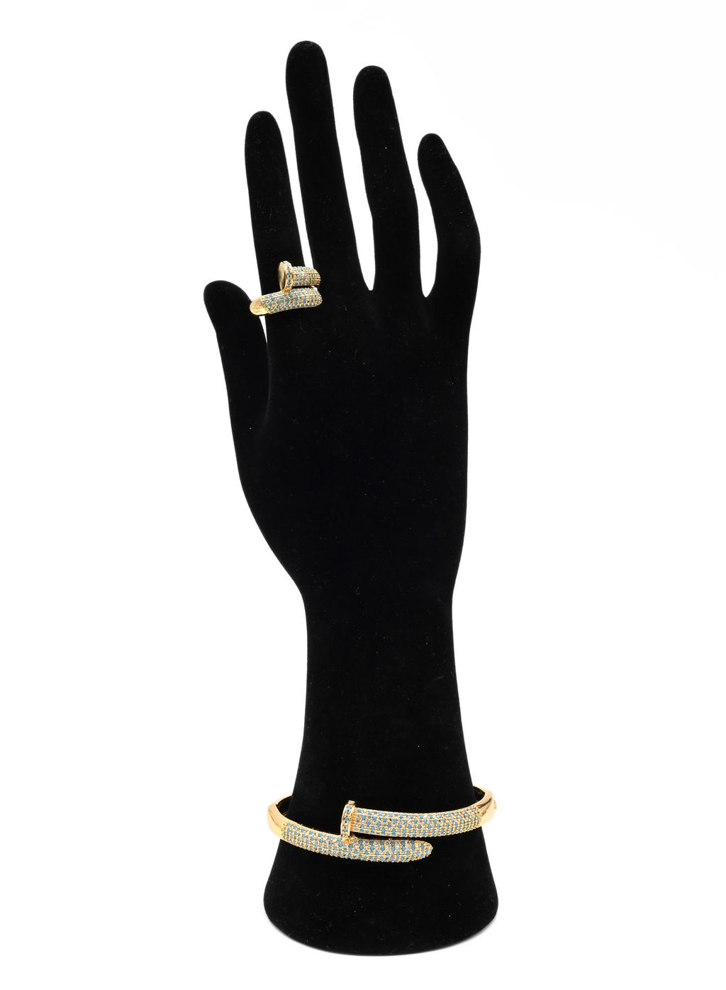 Браслет гвоздь с фианитами цв.голубой, 16см - Радуга камня фото 4