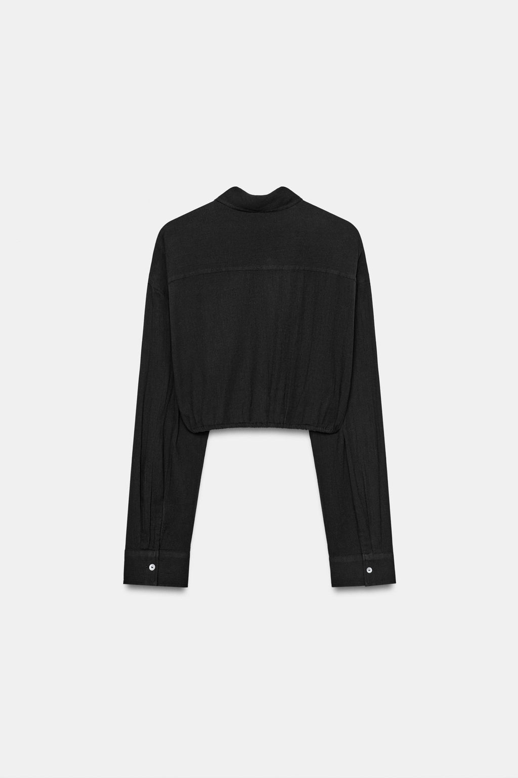 CAMISA GASA CROP CORD?N AJUSTABLE LUNARES / Negro