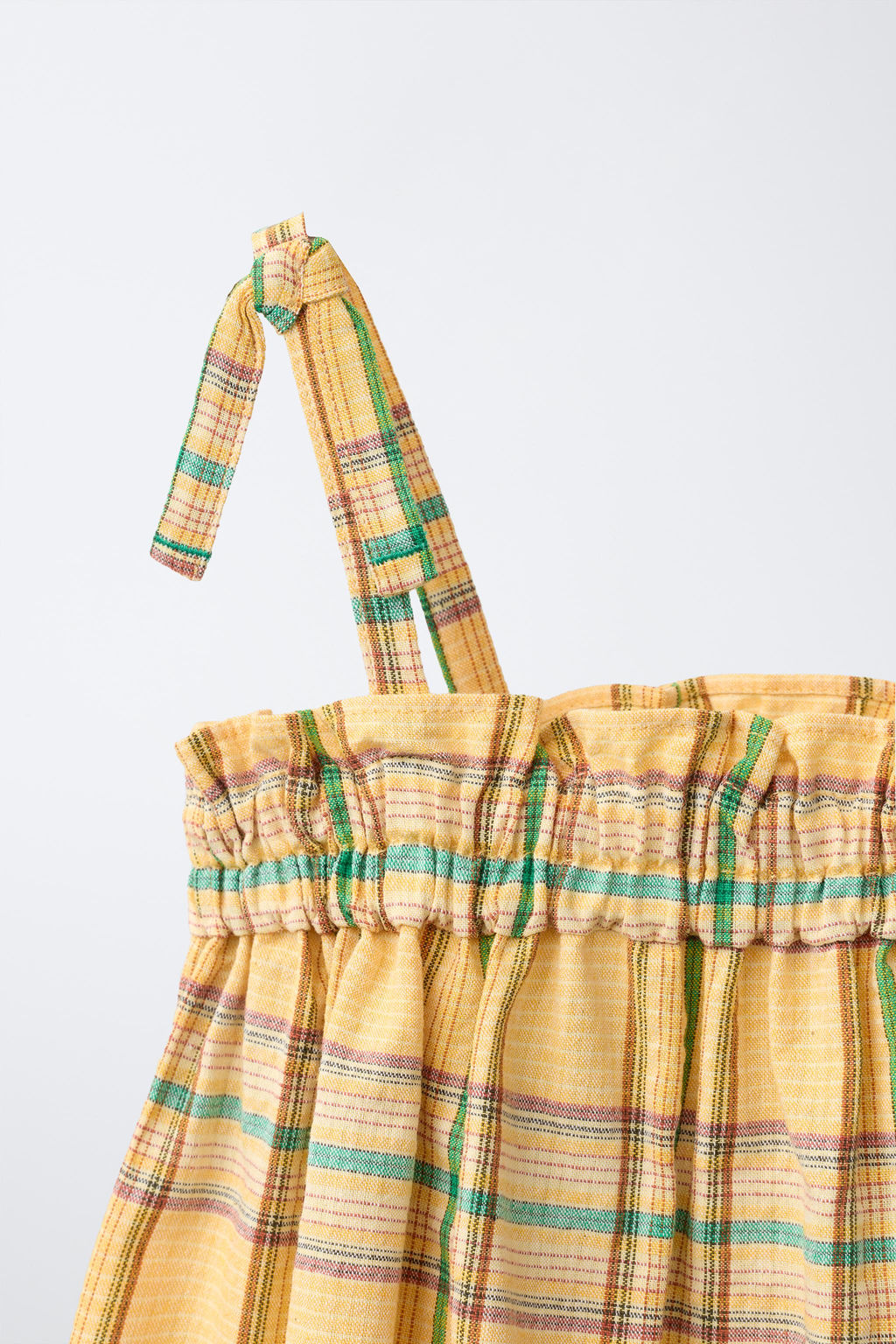 VESTIDO TEXTURA CUADROS BORDADO / Amarillo - Zara фото 6