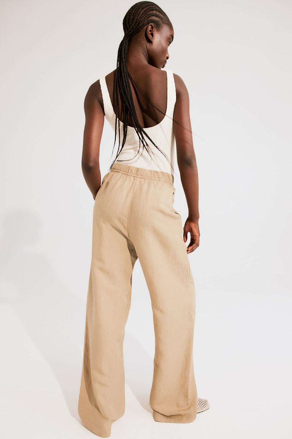 Pantalon sin cierre en mezcla de lino - H&m фото 2
