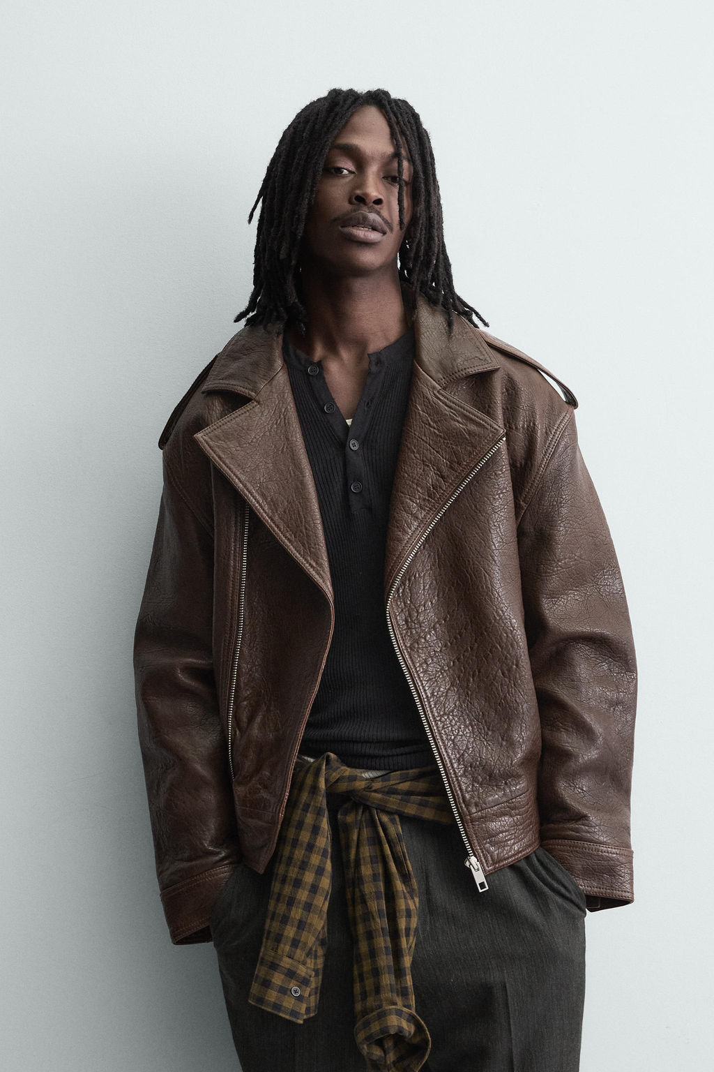 OVERSIZE LEATHER BIKER JACKET - Zara фото 11