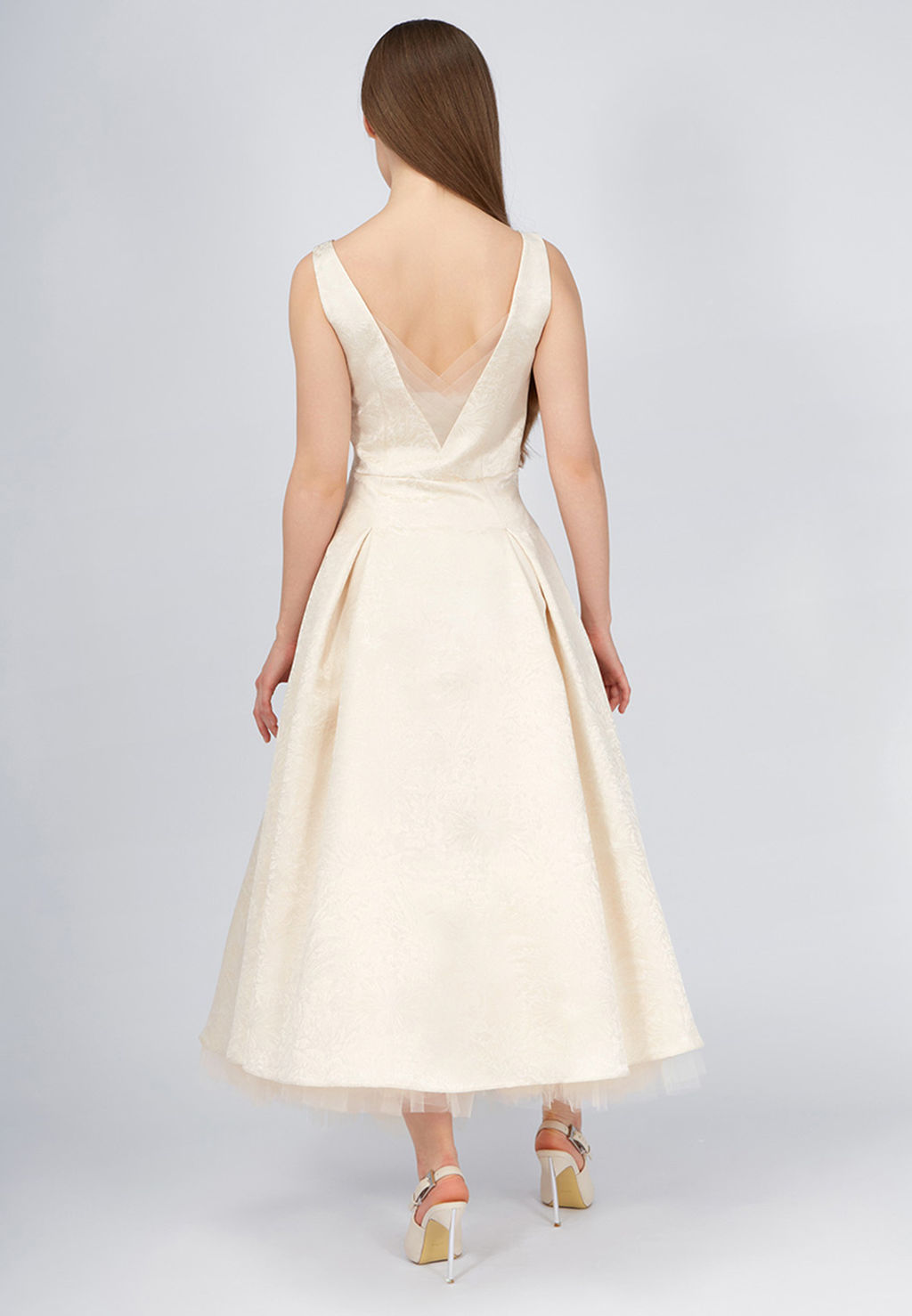 Платье из жаккарда OD-939-1 сливочный