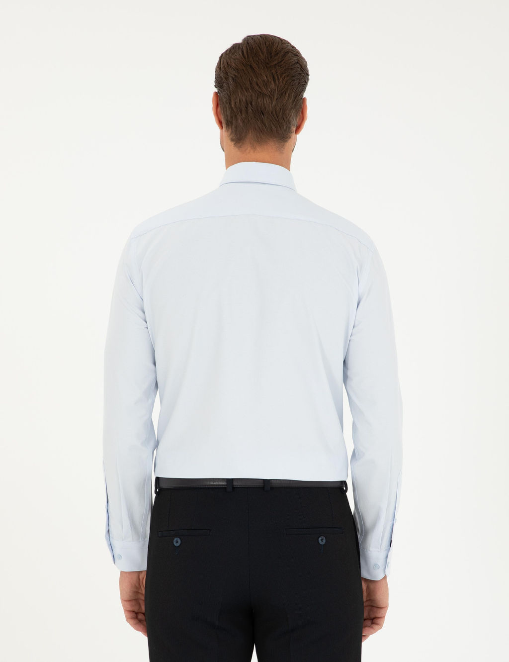 A__k Mavi Slim Fit Uzun Kollu Basic G_mlek