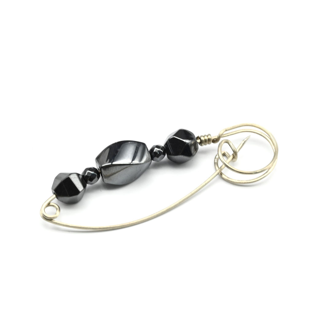 Брошь-булавка от сглаза с гематитом 58*20мм