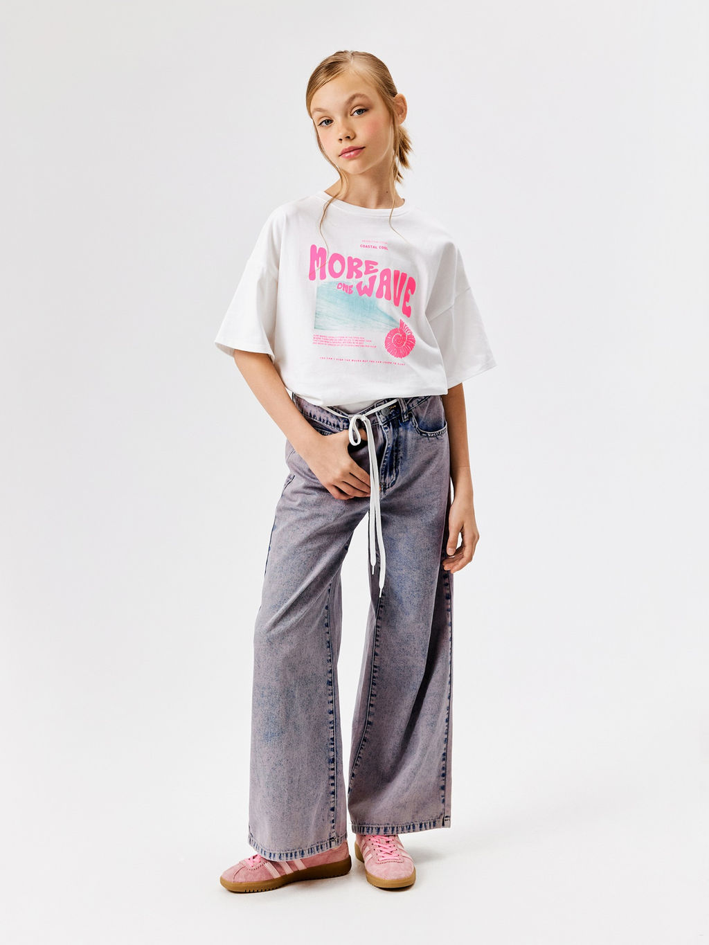 ACOOLA / Брюки джинсовые детские для девочек Como сине-розовый