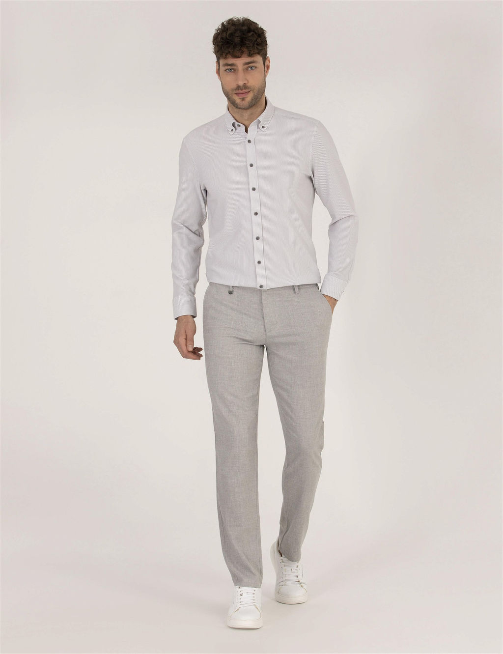 Antrasit Slim Fit Uzun Kollu G_mlek - Pierre cardin фото 4