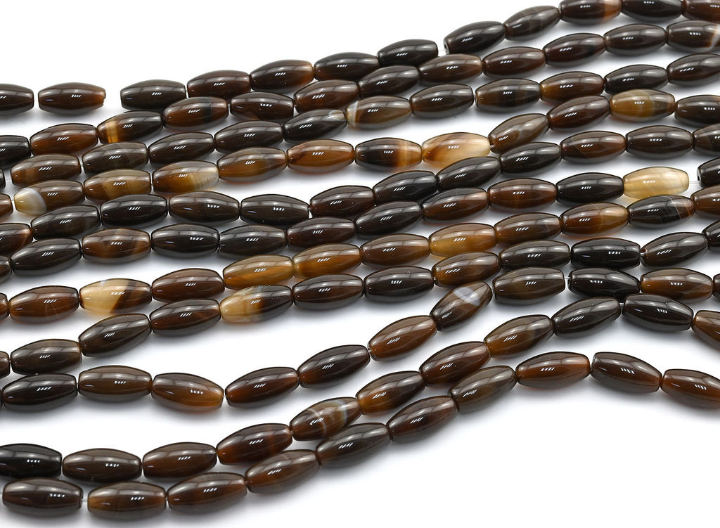 Бусины из агата кофейного рис 8*16мм, 39,5см, 25 бусин Радуга камня
