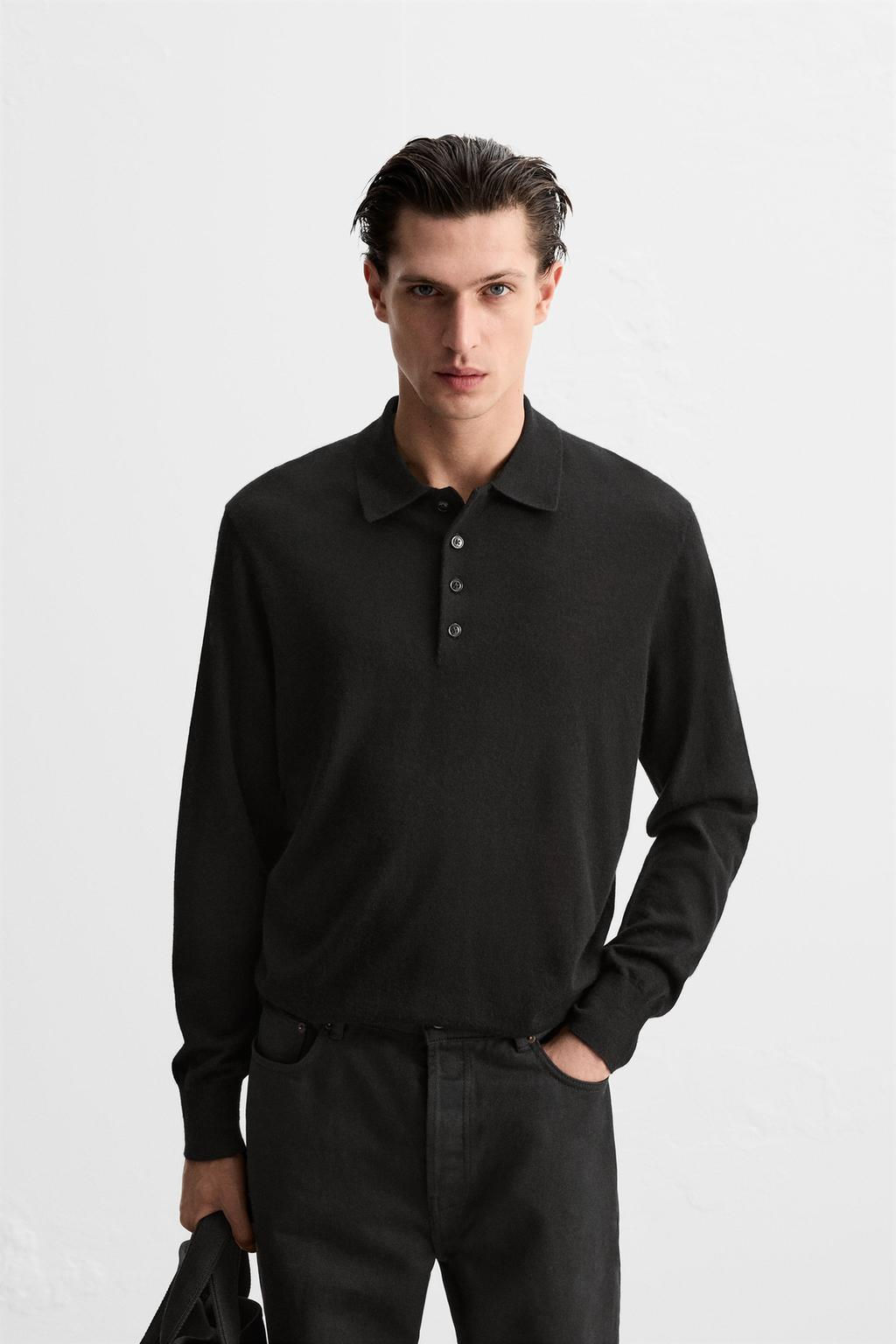 LIGHTWEIGHT WOOL AND CASHMERE KNIT POLO SHIRT - Zara фото 9