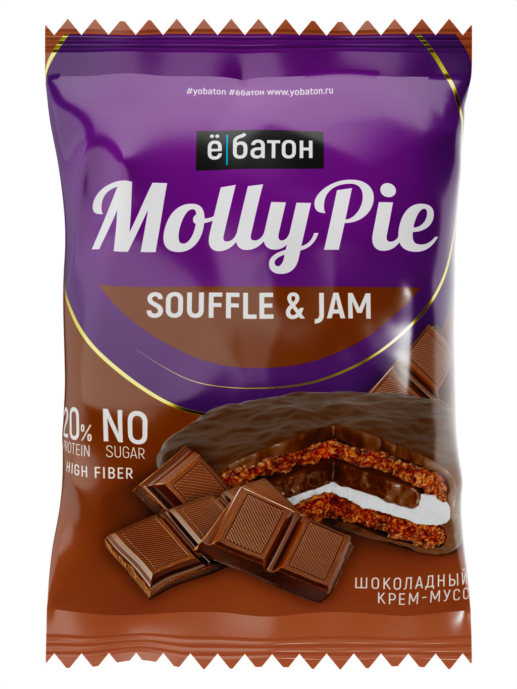 Печенье Molly Pie Souffle and Jam, вкус Шоколадный крем-мусс, тм Ё|Батон, 50г