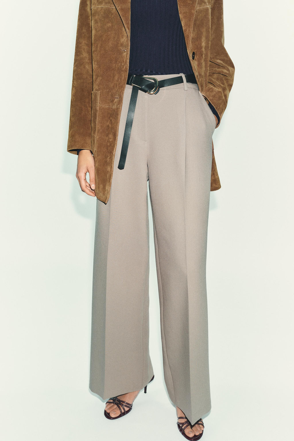 STRAIGHT-LEG DARTED TROUSERS WITH BELT