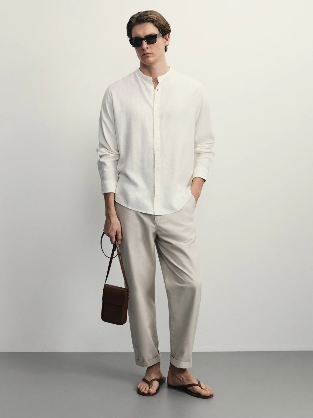 Рубашка regular fit со льном / Zarina  фото 2