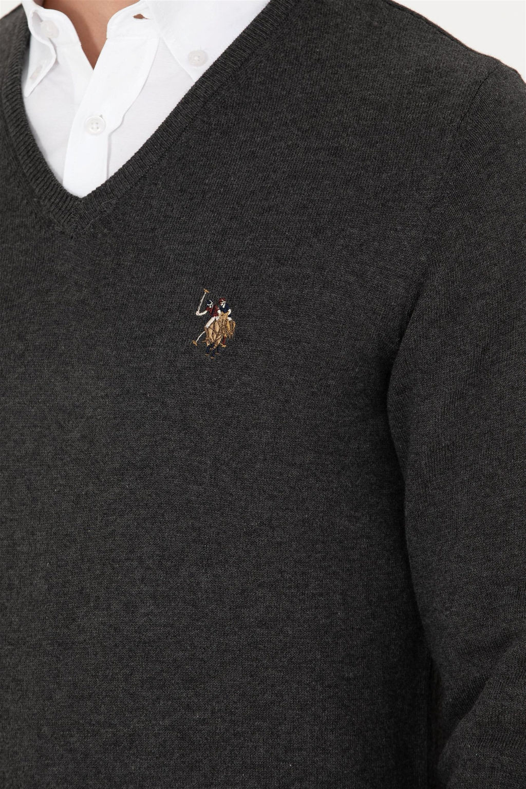 U. S. Polo Assn Мужской базовый свитер антрацитового цвета - U.s. polo assn фото 7