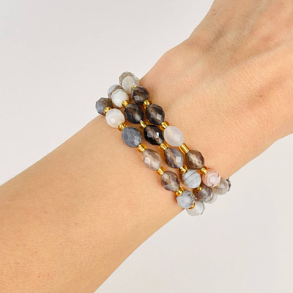 Бусины для украшений из Ботсванского агата (40 бусин) 37 см