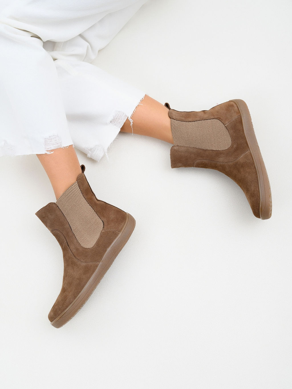 Босоногие ботинки 366.К.NATAbr.Серо-коричневая замша