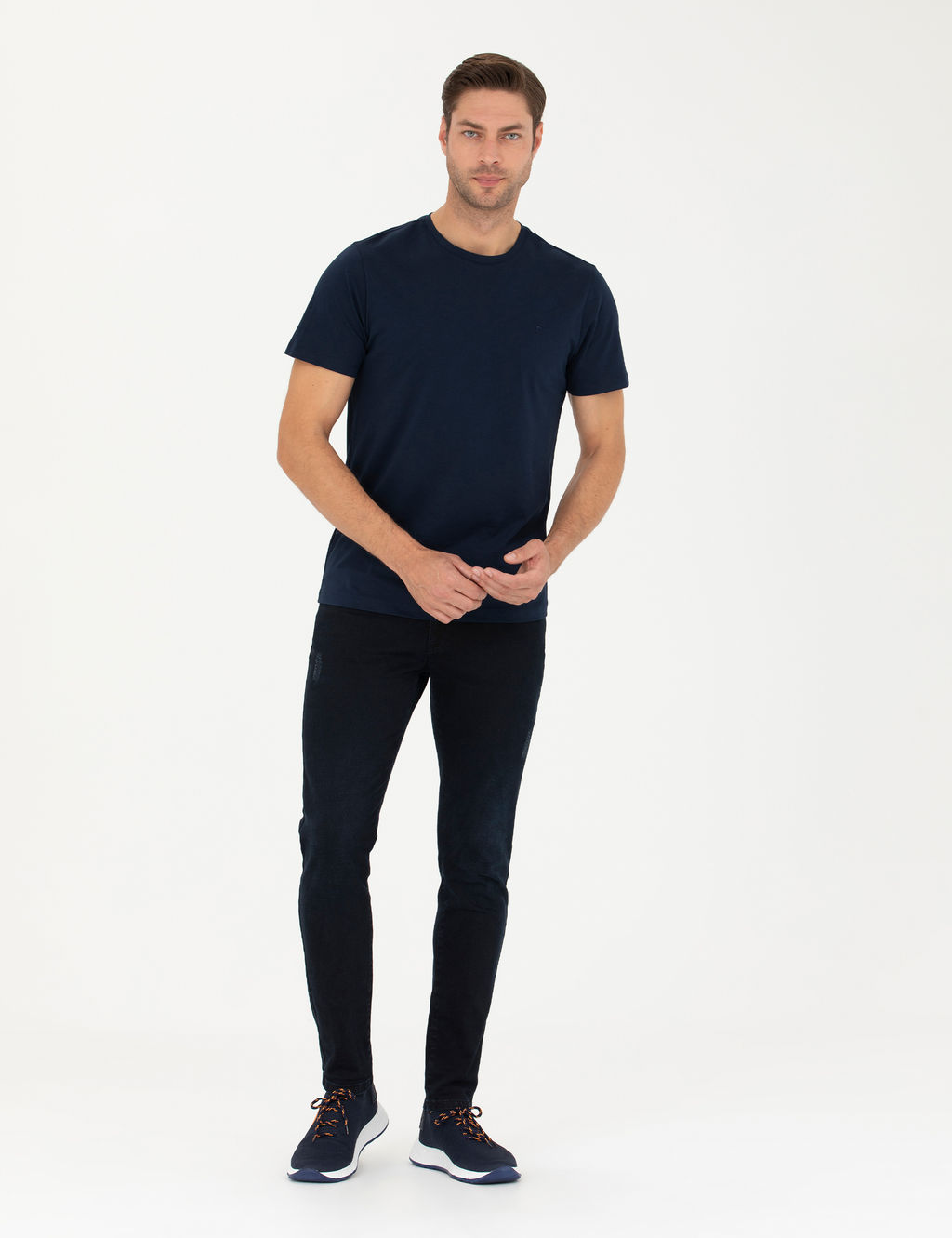 Lacivert Slim Fit Basic Ti__rt