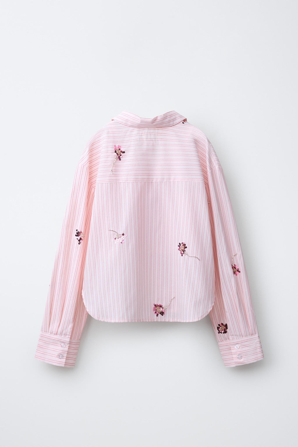 CAMISA Y TOP RAYAS FLORES LENTEJUELAS / Rosa pastel - Zara фото 2