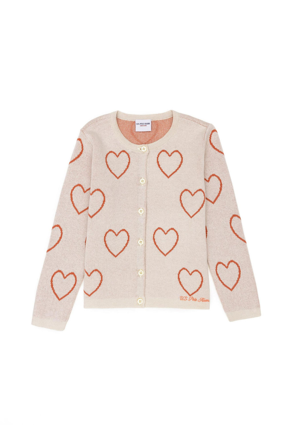 Кремовый трикотажный кардиган для девочки - U.s. polo assn фото 4