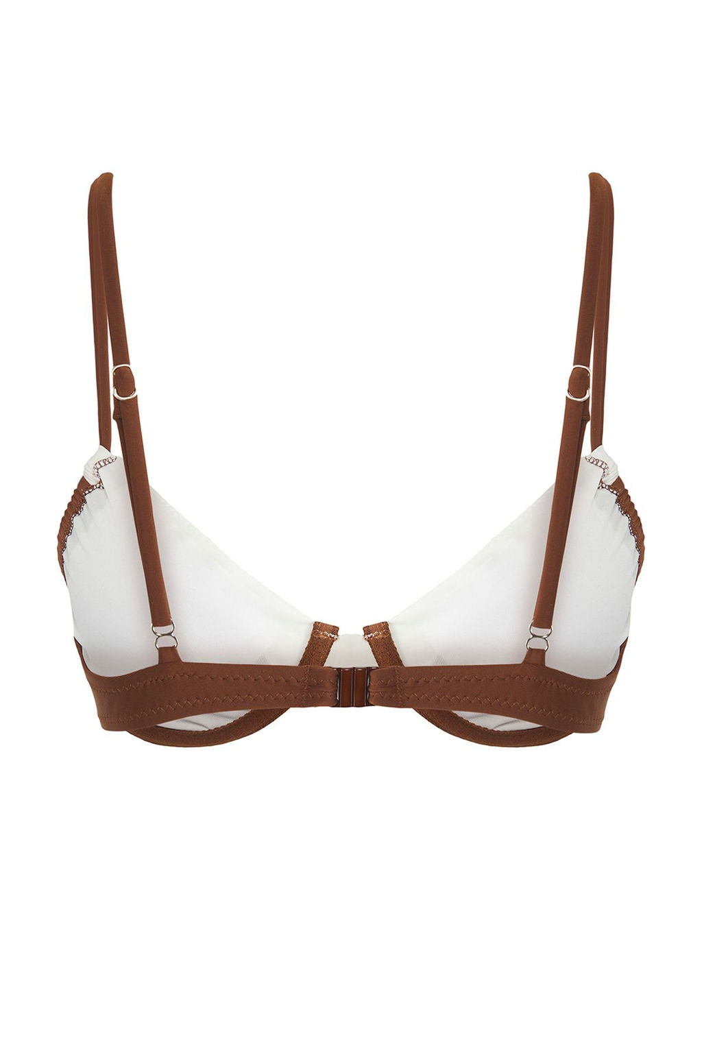 TRENDYOLMILLA Kahverengi Beyaz Seritli Balkonet Bikini Ustu TBESS25BU00063 фото 5