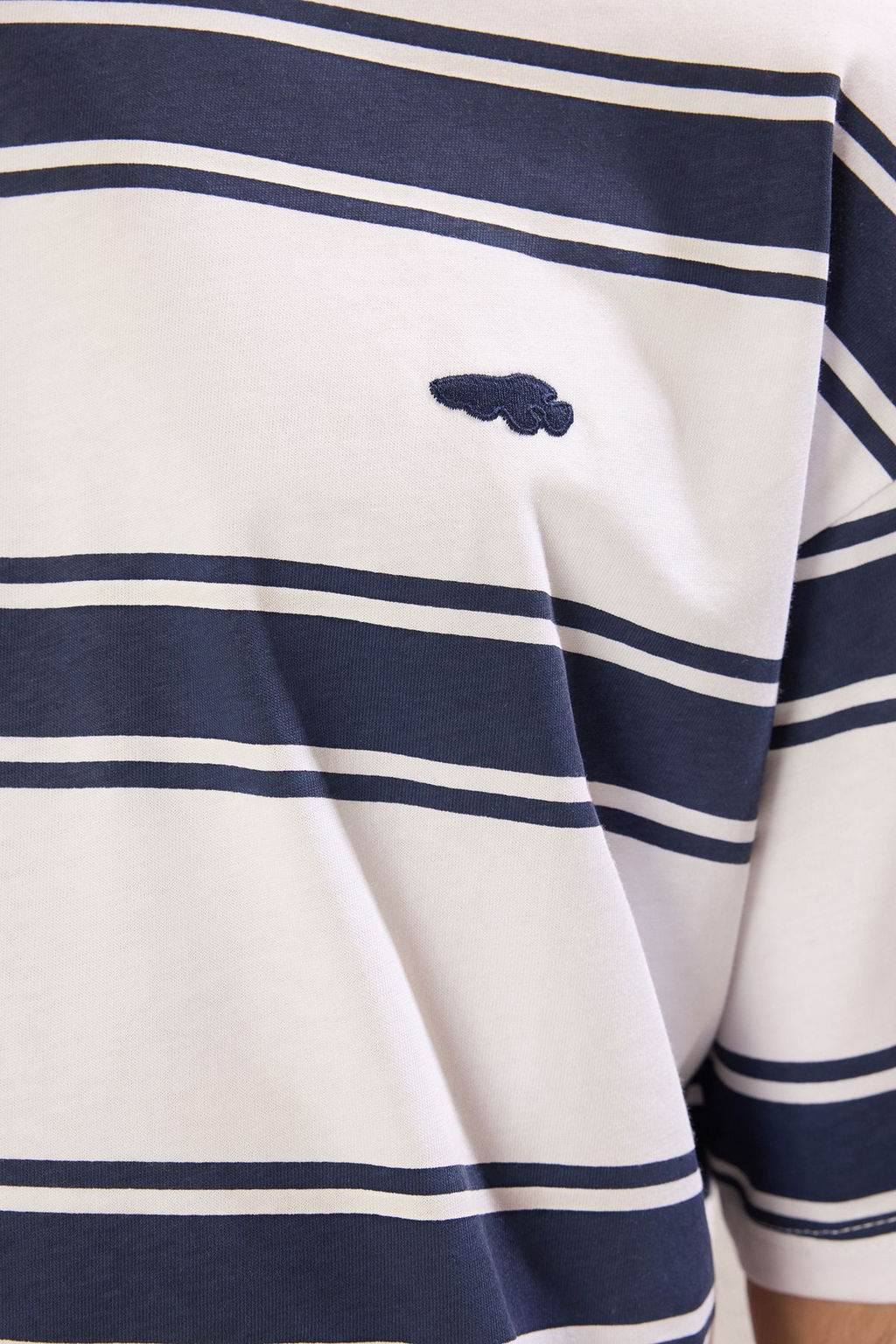 TRENDYOL MAN Beyaz Oversize/Genis Kesim Cizgili Kal?n %100 Pamuk Tok Kumas T-shirt TMNSS25TS00020 - Trendyolmilla фото 7