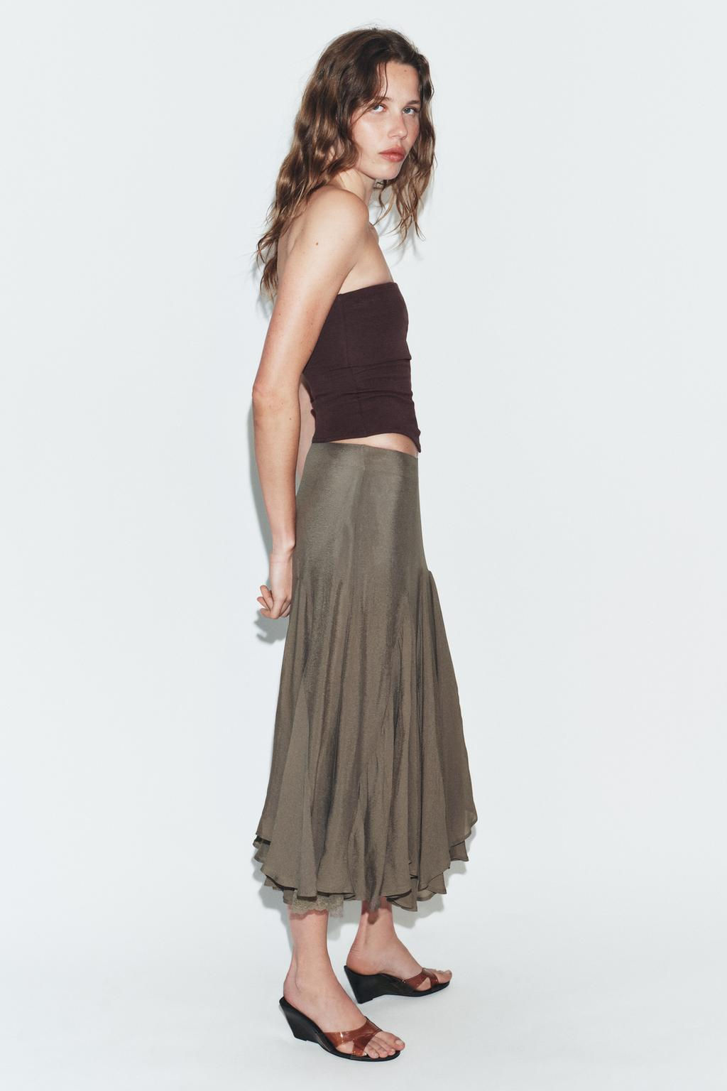 FLOWING GODET SKIRT WITH LACE - Zara фото 3
