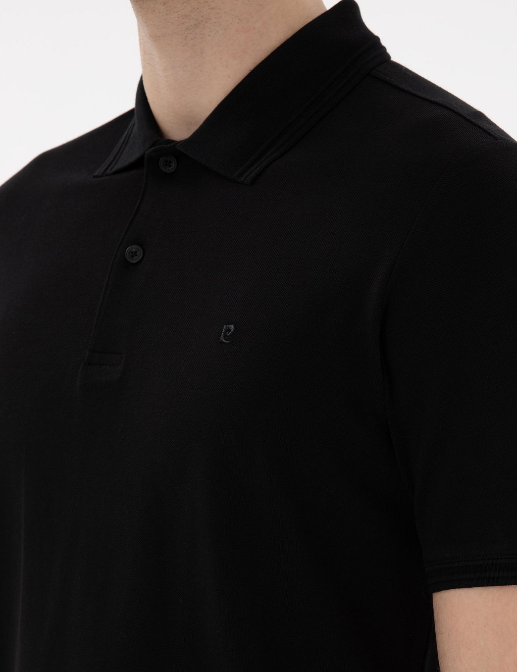 Siyah Regular Fit %100 Pamuk Polo Yaka Basic Ti__rt