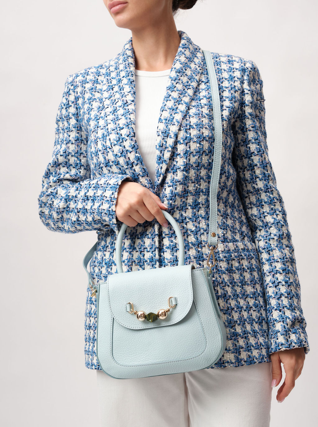 Кожаная сумка Deboro 30739 голубой айсберг