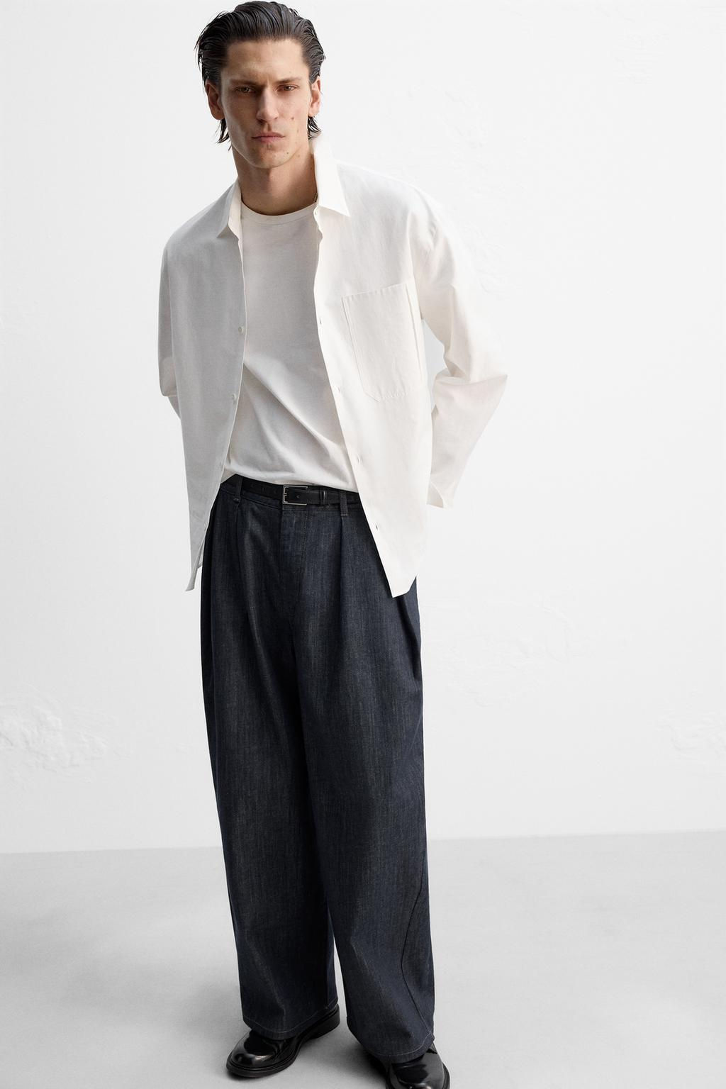 PLEATED WIDE-LEG JEANS - Zara фото 5