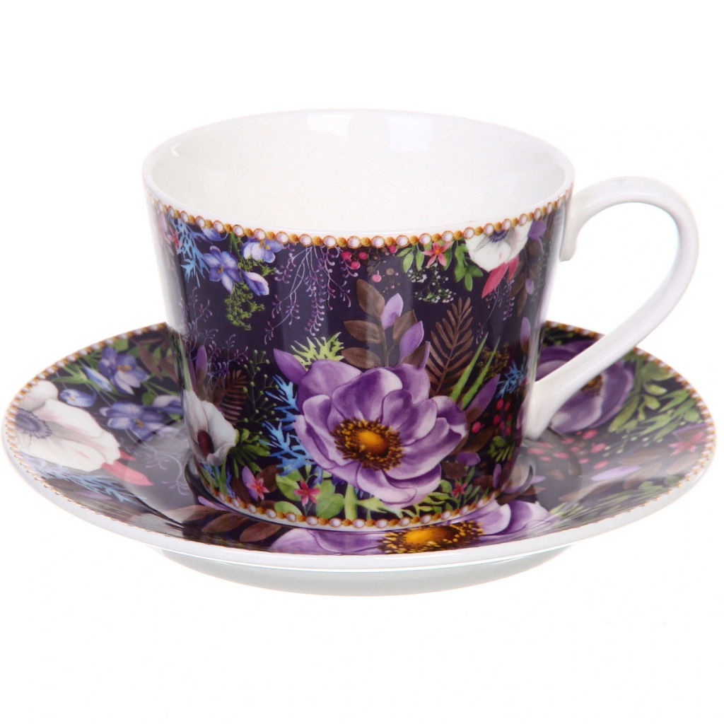 Чайный набор 4 предмета "Цветочный сад" (2 кружи 230мл+2 блюдца)