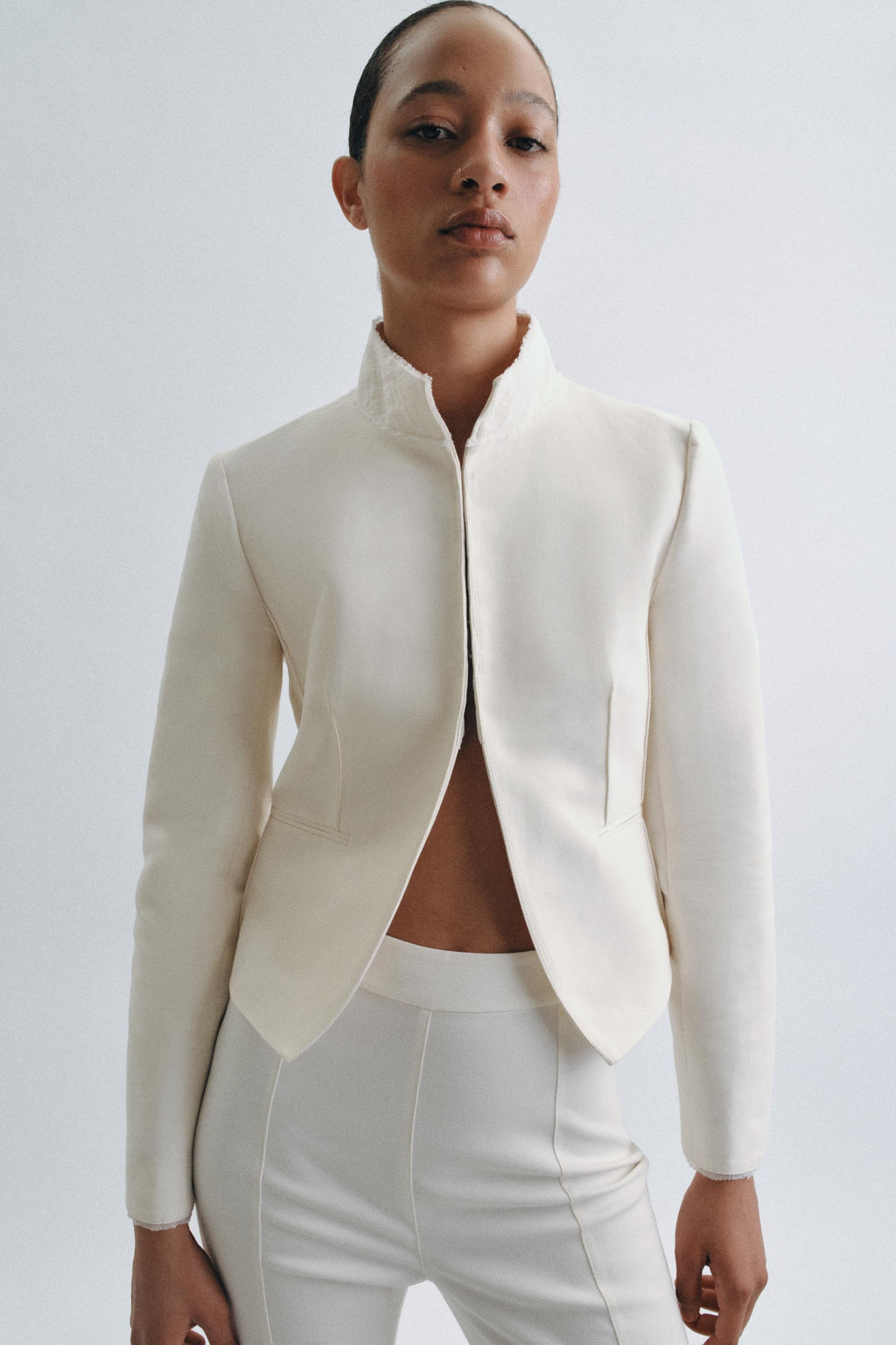 BLAZER ENTALLADA COMBINADA ZW COLLECTION / Crudo - Zara фото 2