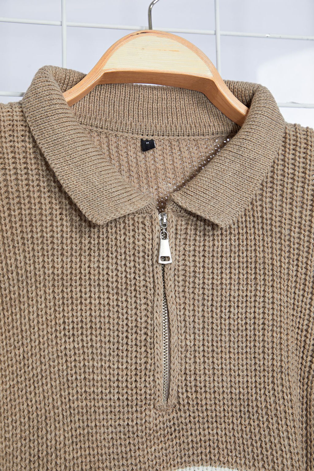 TRENDYOL MAN Vizon Casual Oversize Polo Yaka Cizgili Triko Kazak TMNAW24KZ00018 - Trendyolmilla фото 24