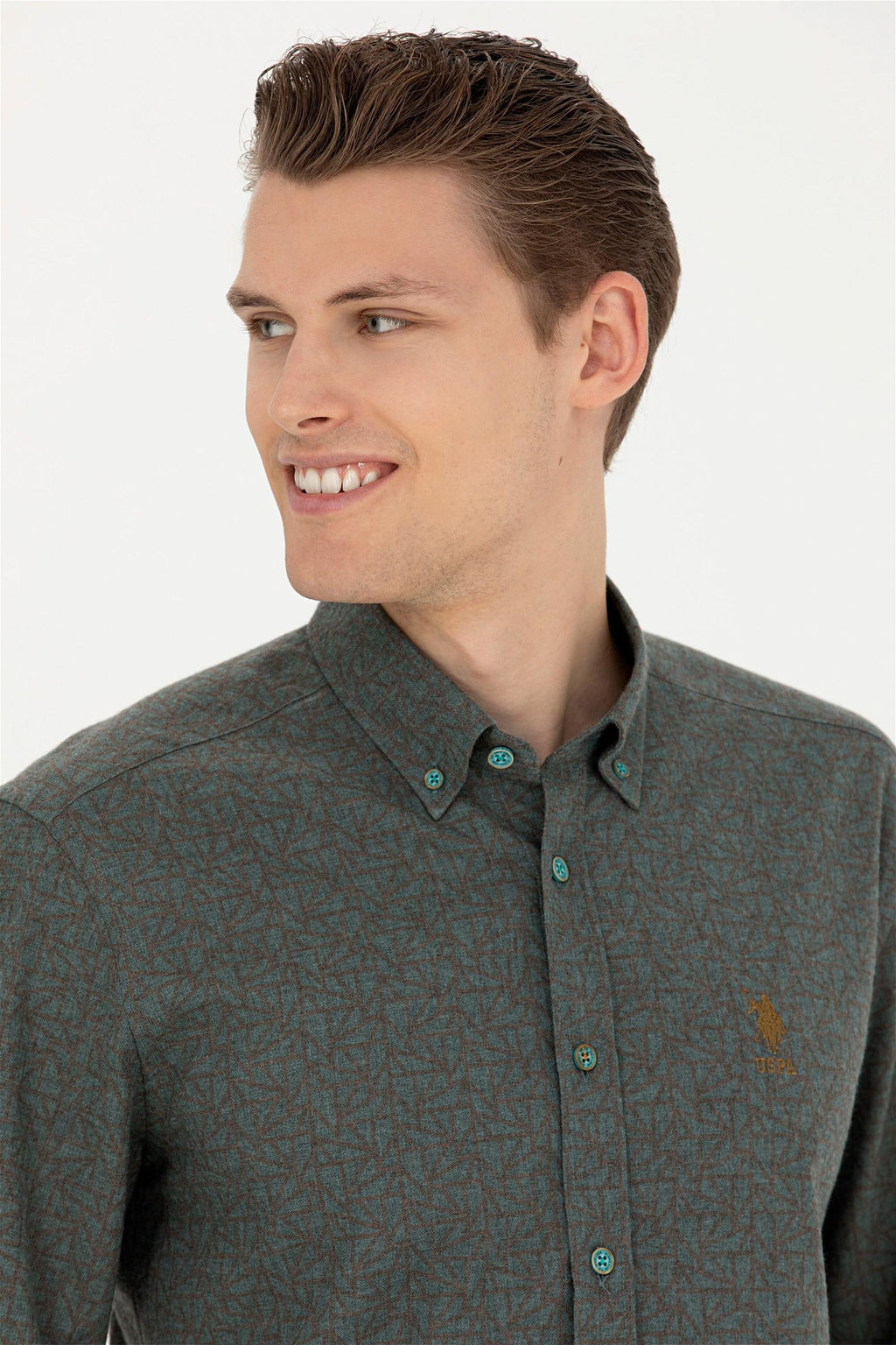 Мужская мятная рубашка с длинным рукавом - U.s. polo assn фото 2