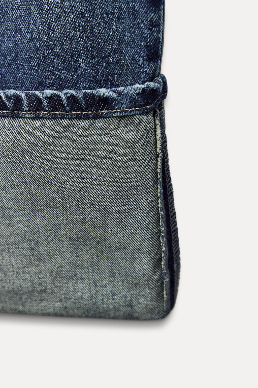 HIGH-WAIST TRF STOVE PIPE FOLDED JEANS - Zara фото 9