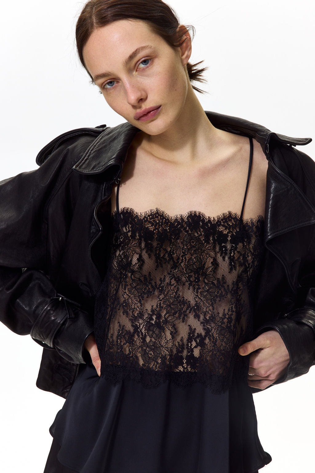 Top de encaje con tirantes finos - H&m фото 3